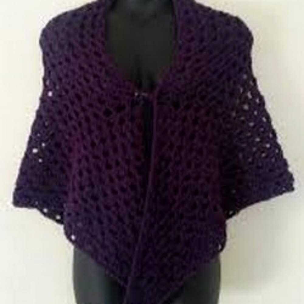 NEW Cre8tion Royal Purple Crochet Shawl
